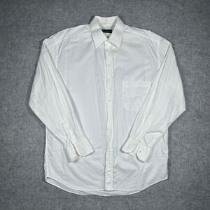 Canali Dress Shirt Mens Large 16.5 White Cotton Luxury Formal button